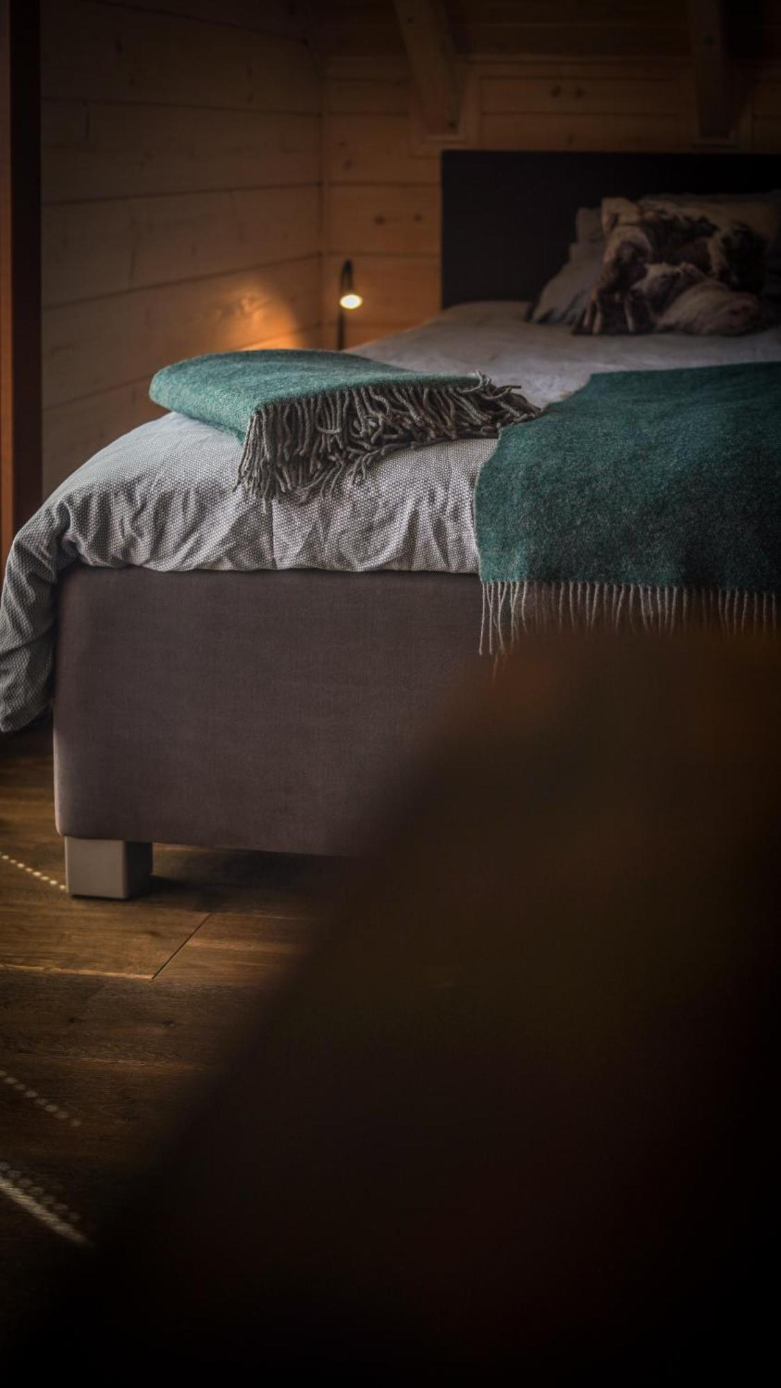 Traditioneel gebouwde houten woning in de bergen. Czarna Góra Buitenkant foto